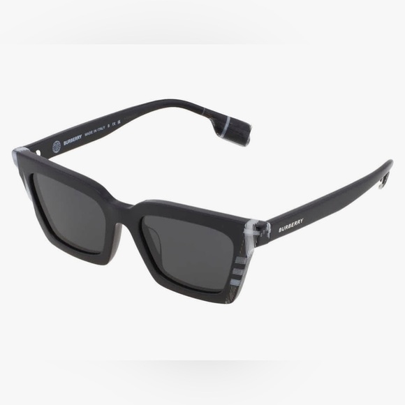 New Burberry Sunglasses - Plaid Print - Black Gray - Authentic - Picture 1 of 3